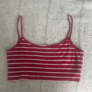 Striped Red and White Cropped Cami